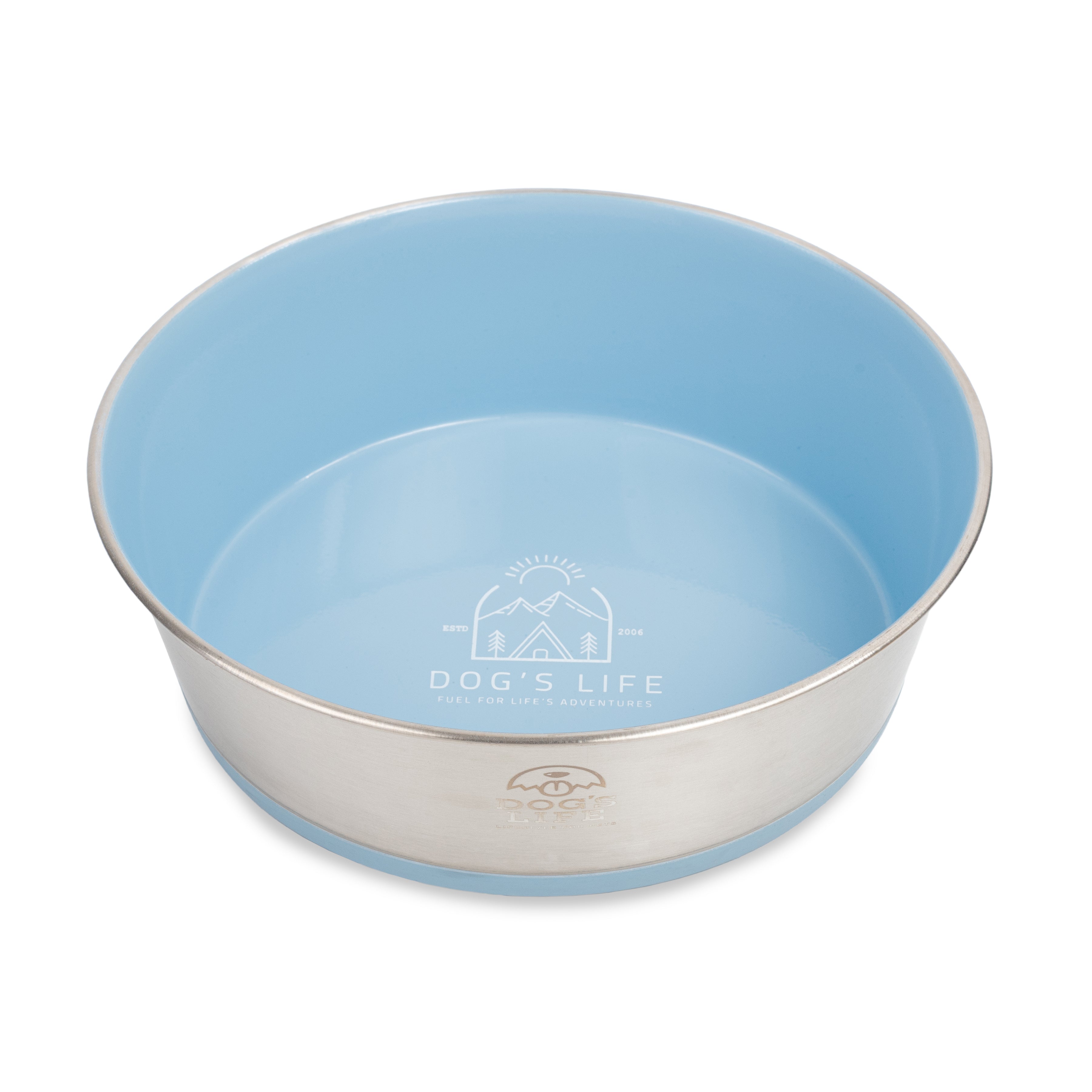 Dogs Life Fuel For Adventure Stainless Steel Bowls - Baby Blue