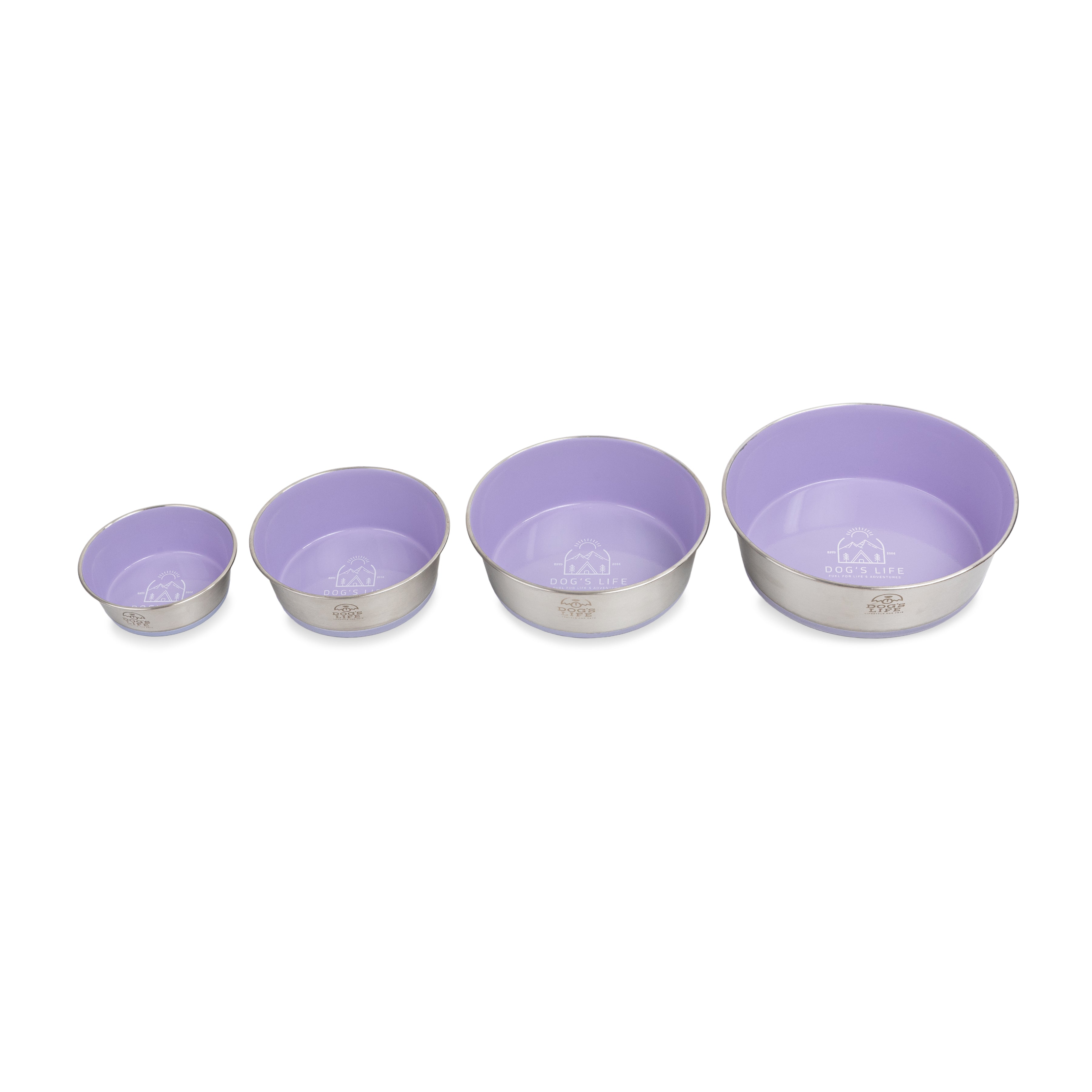 Dogs Life Fuel For Adventure Stainless Steel Bowls - Lilac