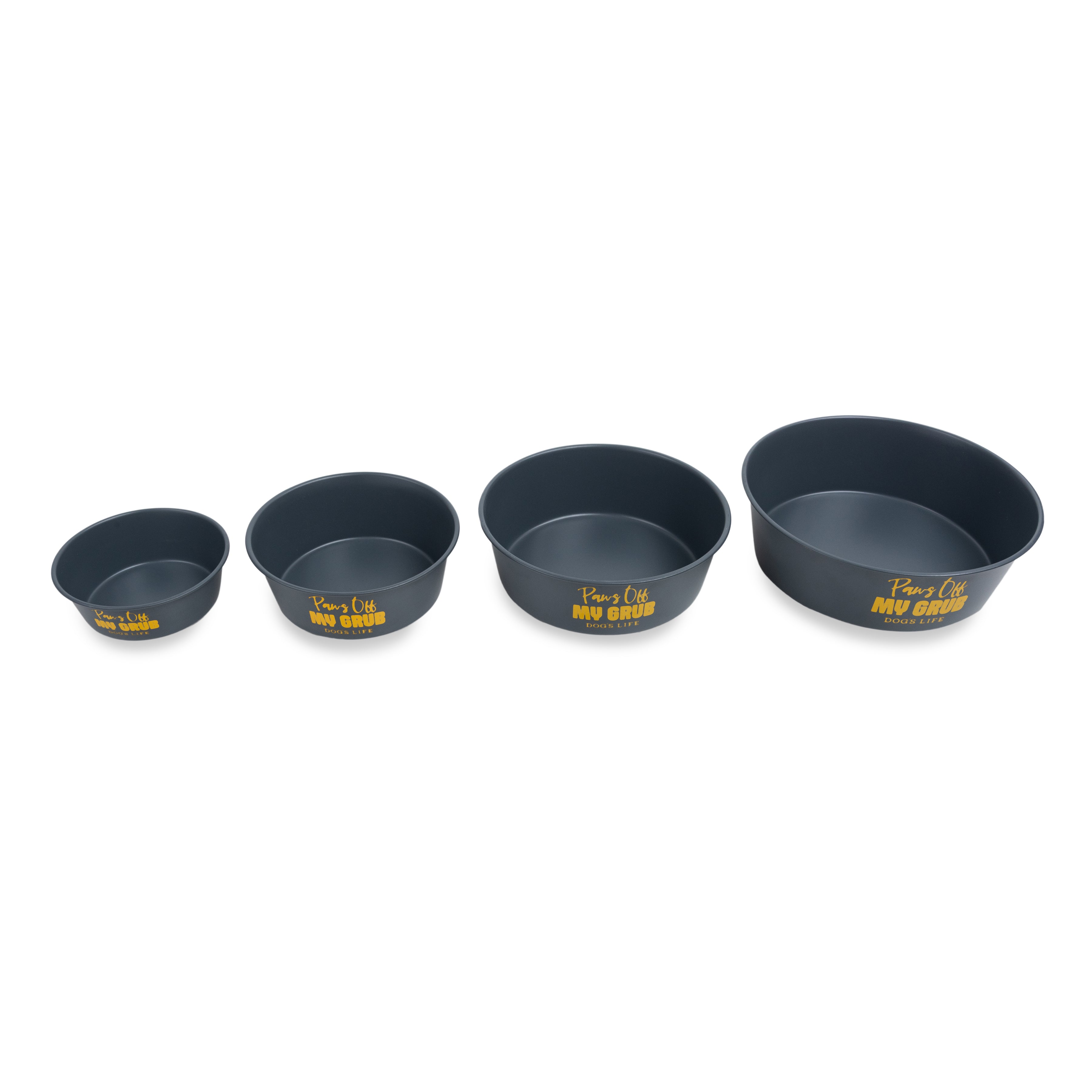 Dog's Life Paws Off My Grub Stainless Steel Bowls - Grey
