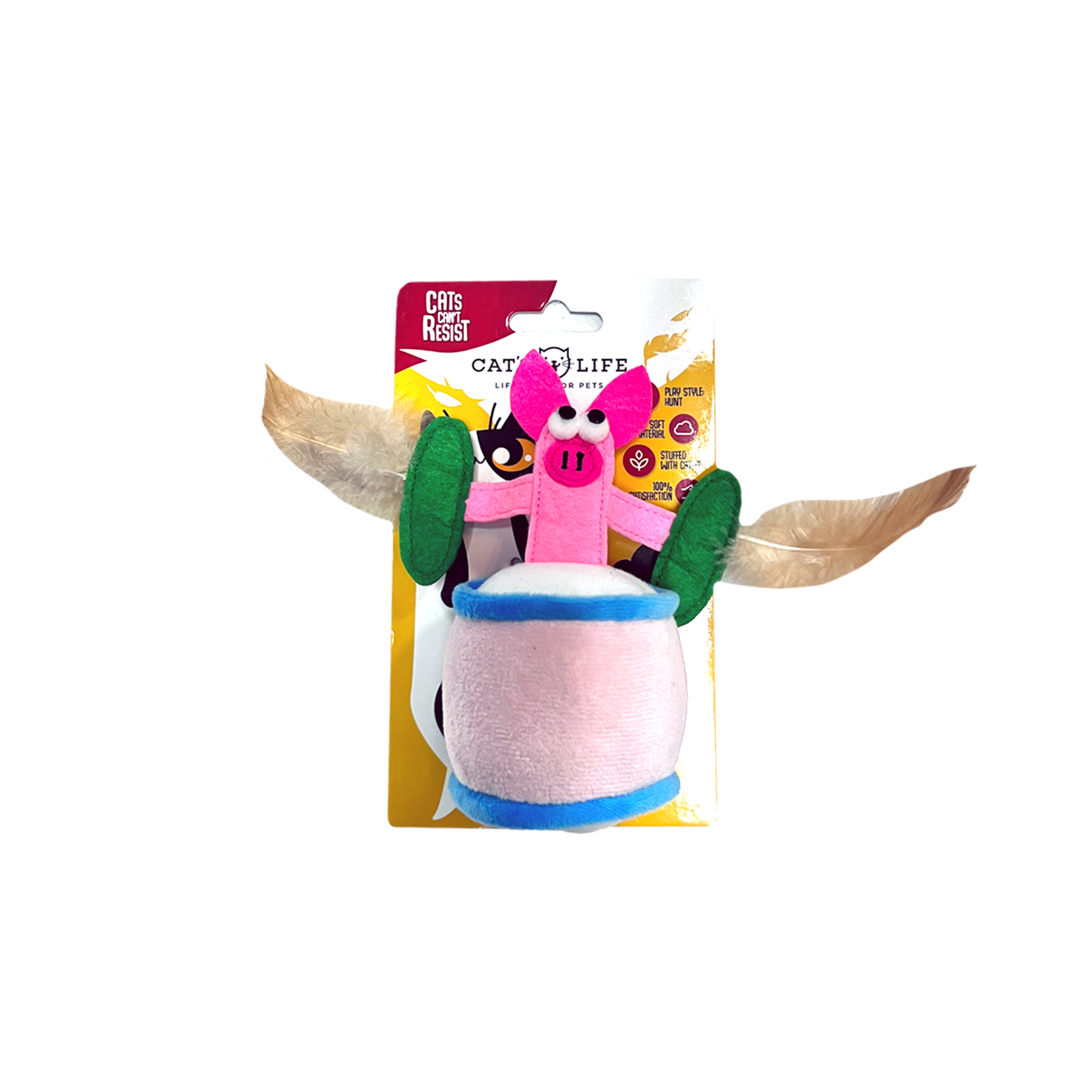 Cat Toy Funny Pig w/ Feather