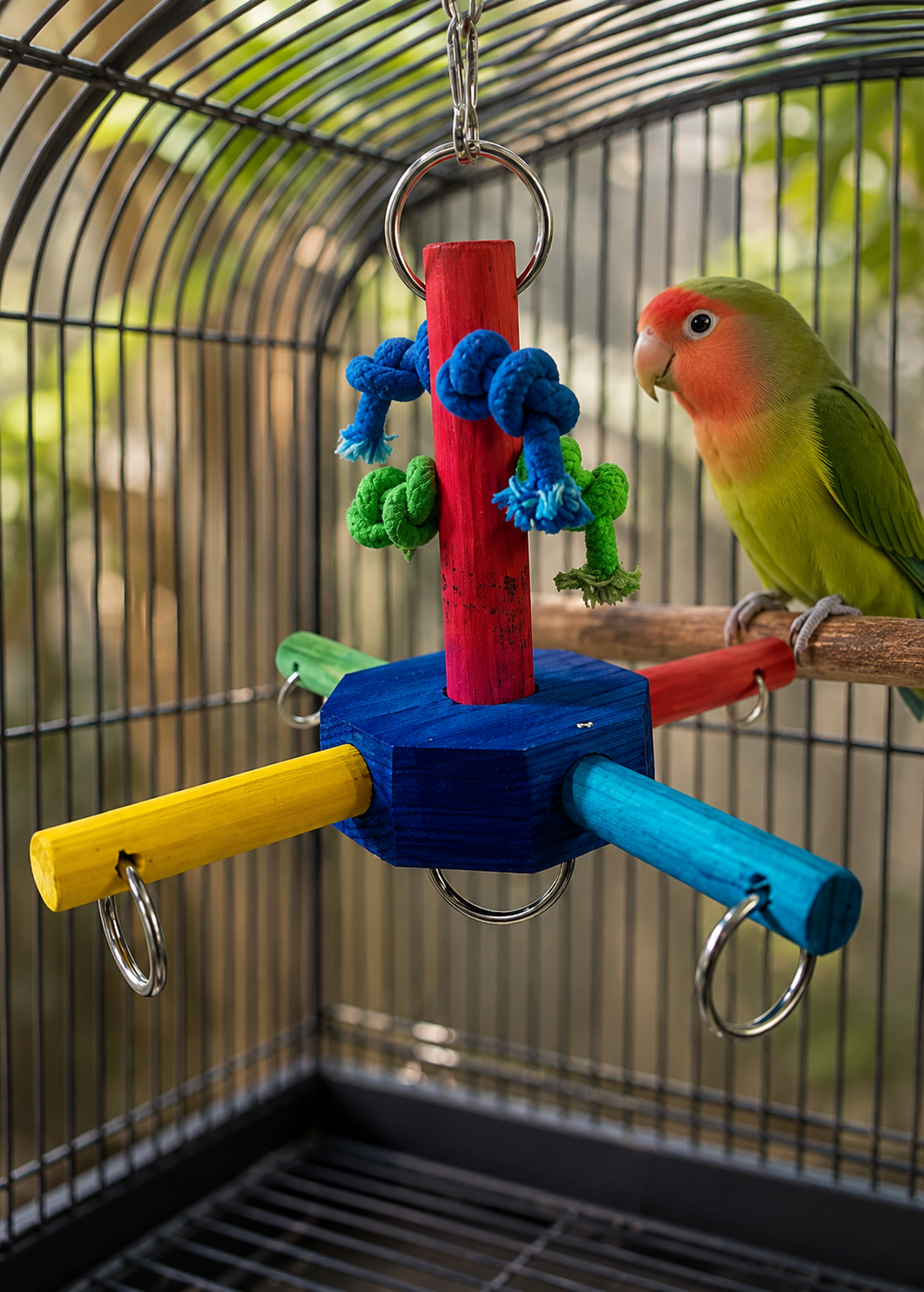 Wooden Swivel Perch Swing Bird Toy