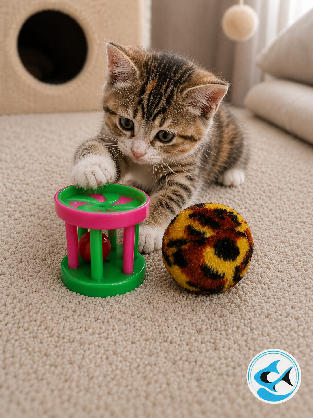 CP Small Cat Toy Barrel with Ball 2pc