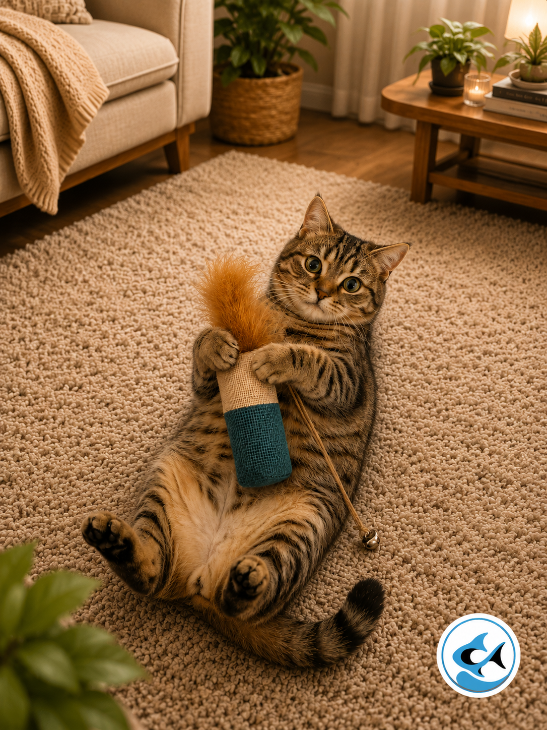 CP Jute & Feather Cat Toy with Bell