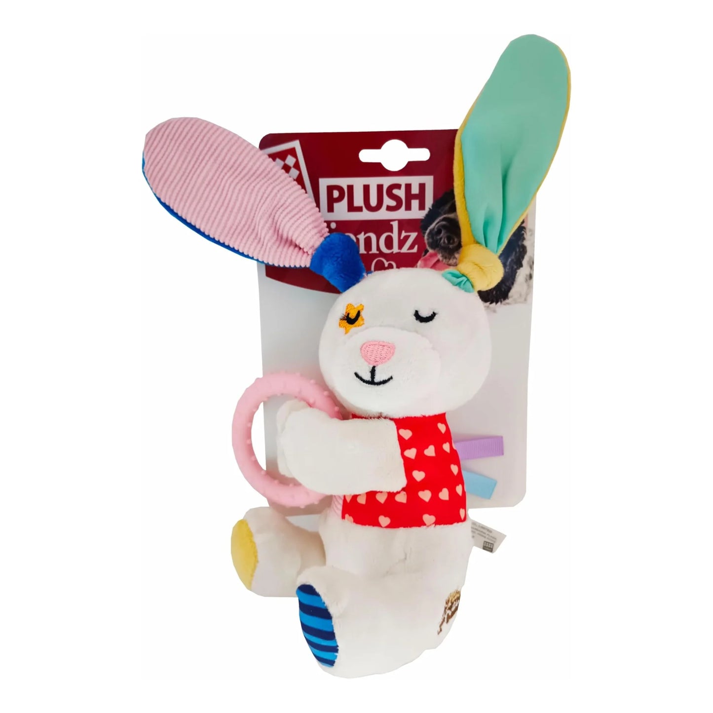 Gigwi Rabbit Plush Friendz With Squeaker & TPR Ring