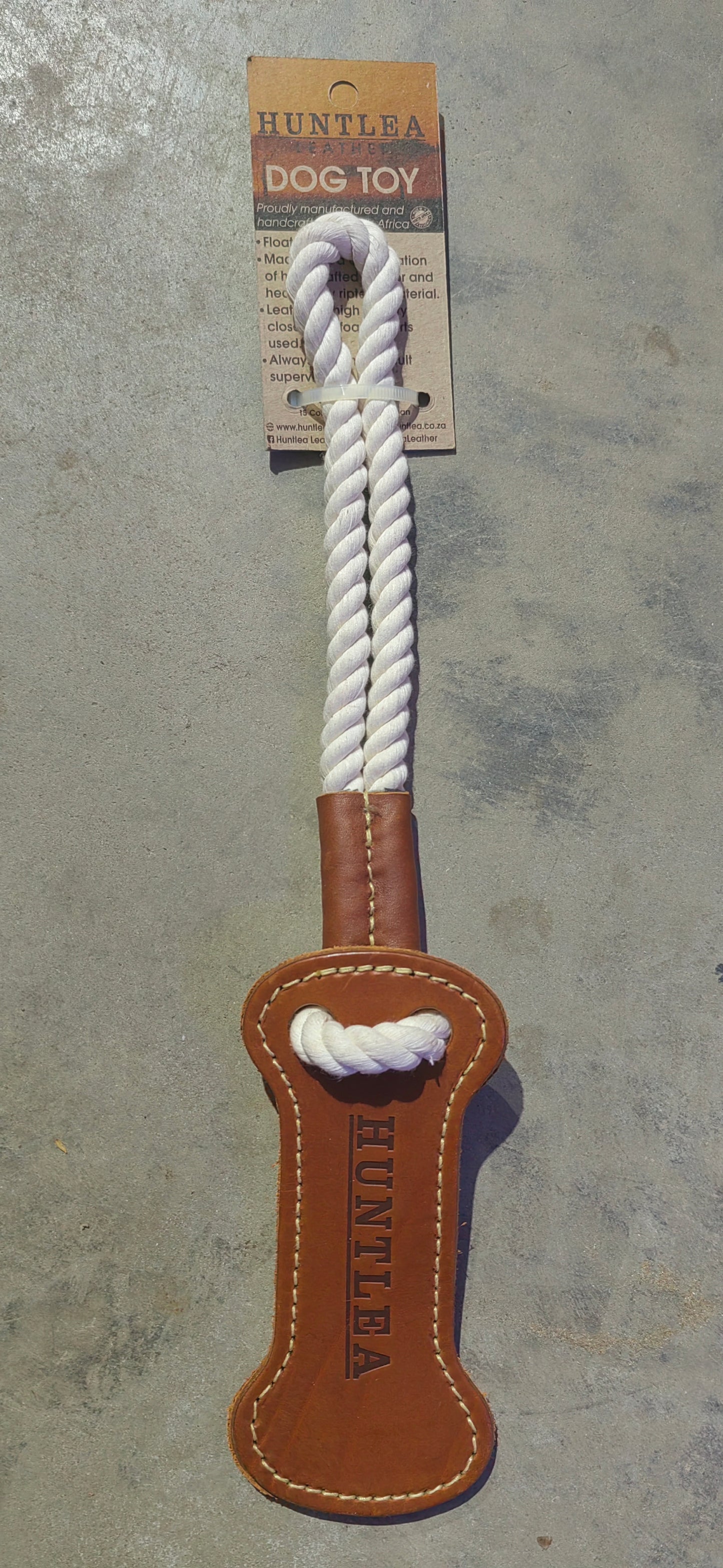 Huntlea Rope Tug Toy With Bone Leather - Small