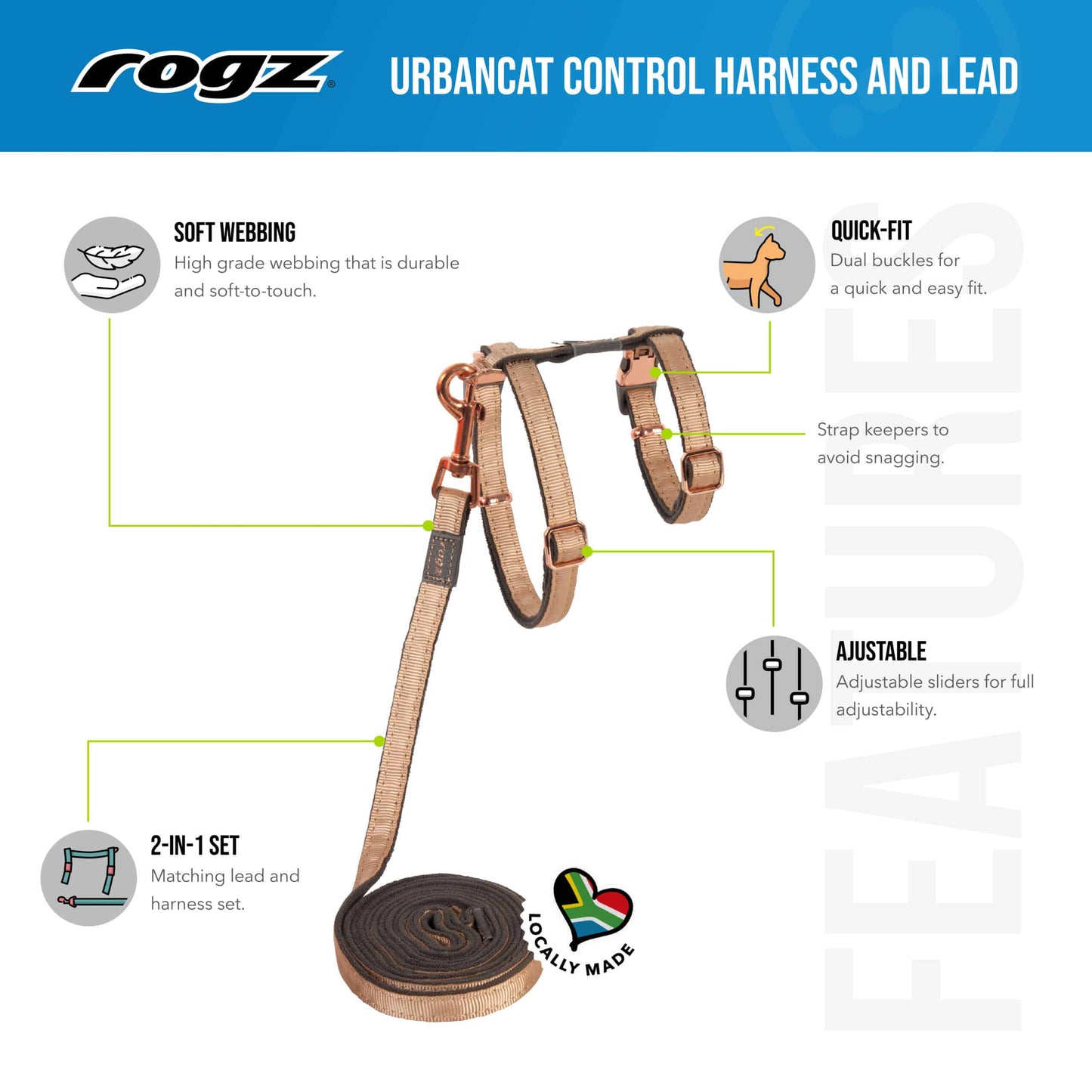 Rogz Urbancat Safety Lead & Harness