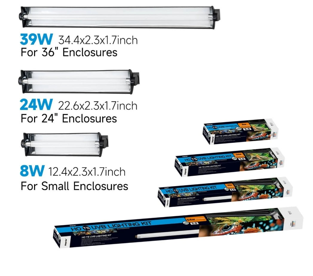 Giangarden High Output 8W T5 5.0 & 10.0 UVB Reptile Lighting Kit