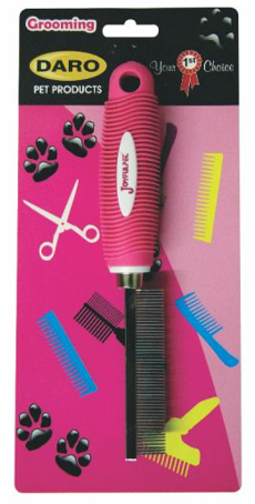 Daro Metal Flea Comb W/Pink Handle