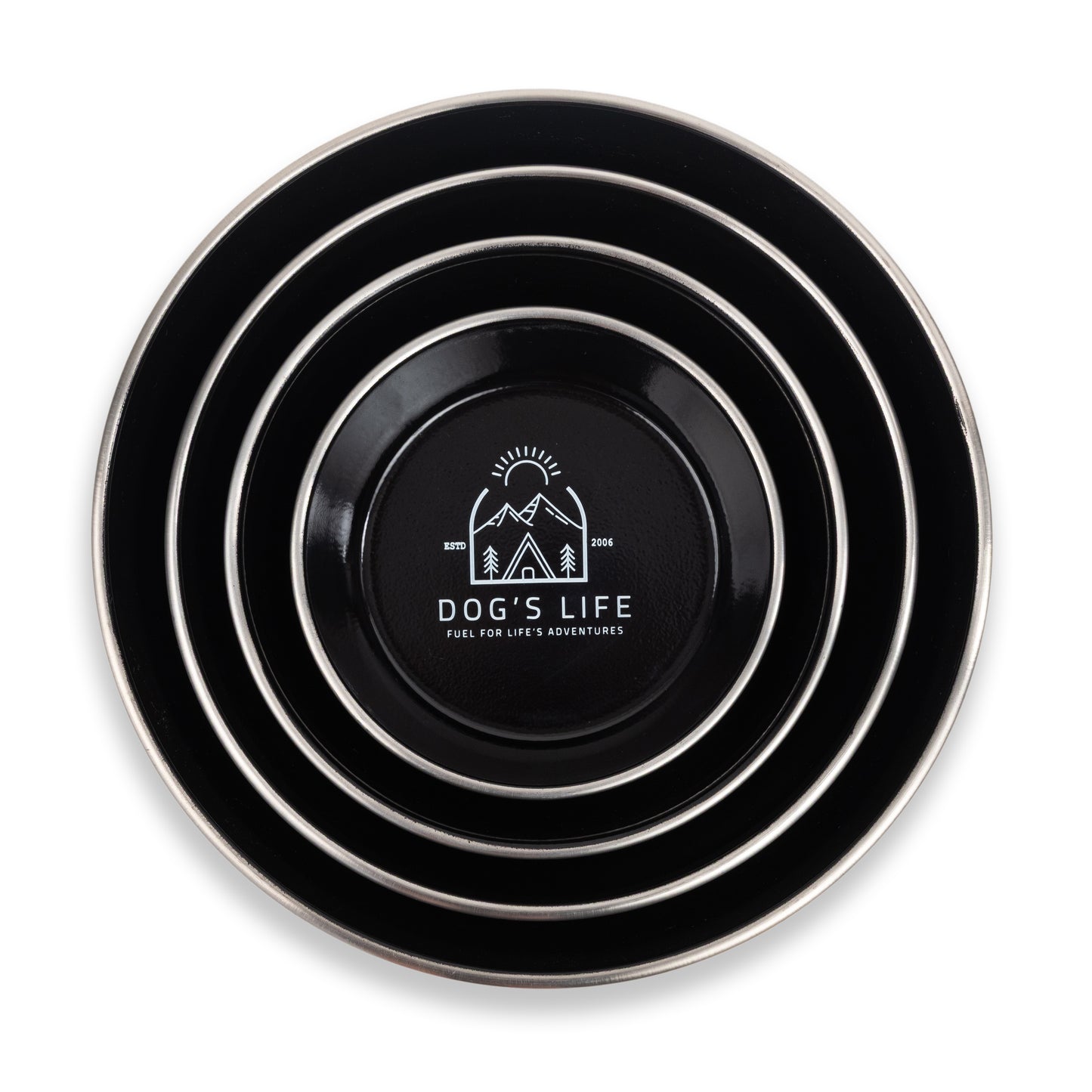 Dogs Life Fuel For Adventure Stainless Steel Bowls - Black