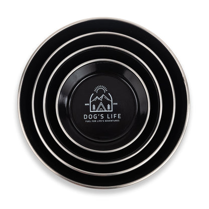 Dogs Life Fuel For Adventure Stainless Steel Bowls - Black