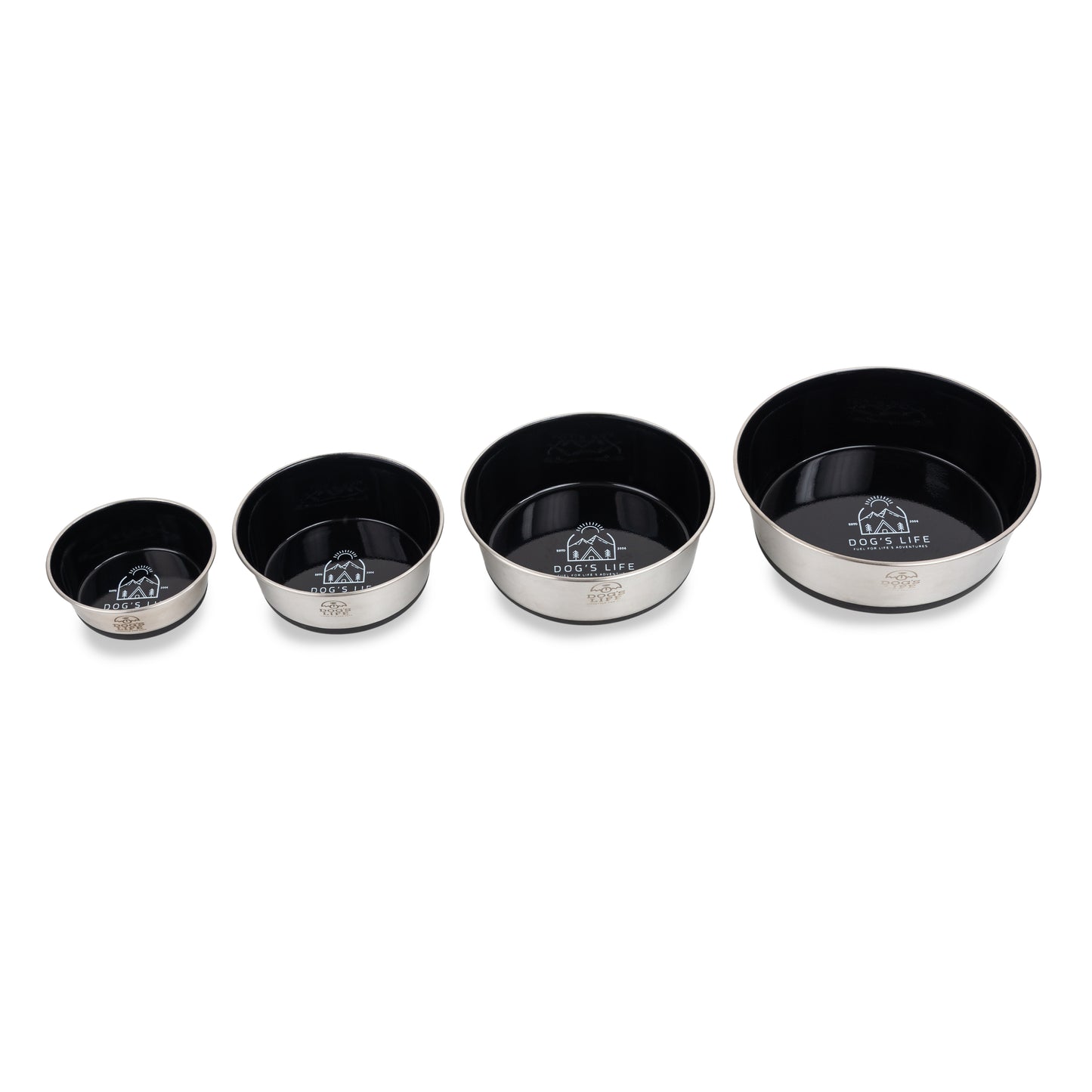 Dogs Life Fuel For Adventure Stainless Steel Bowls - Black