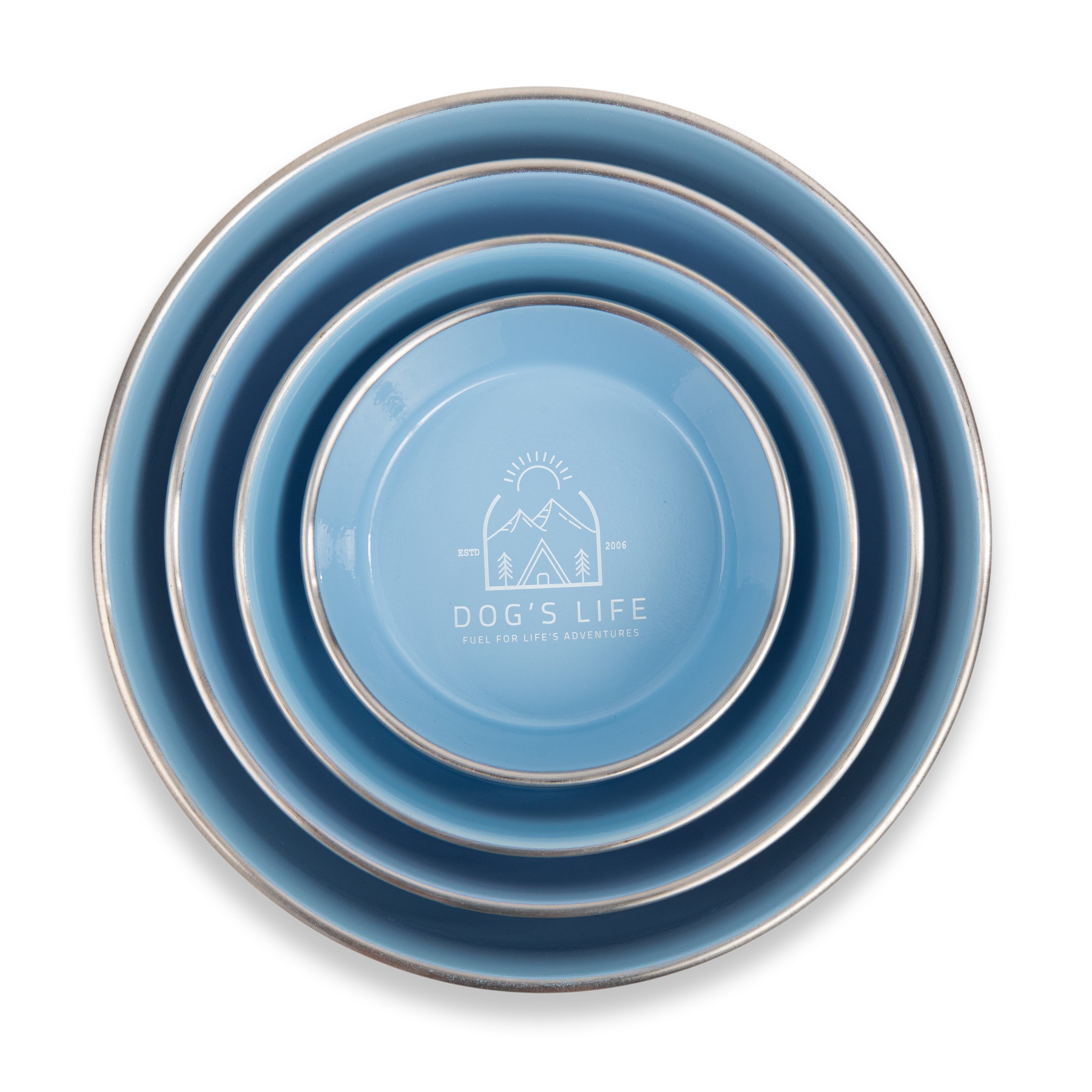 Dogs Life Fuel For Adventure Stainless Steel Bowls - Baby Blue