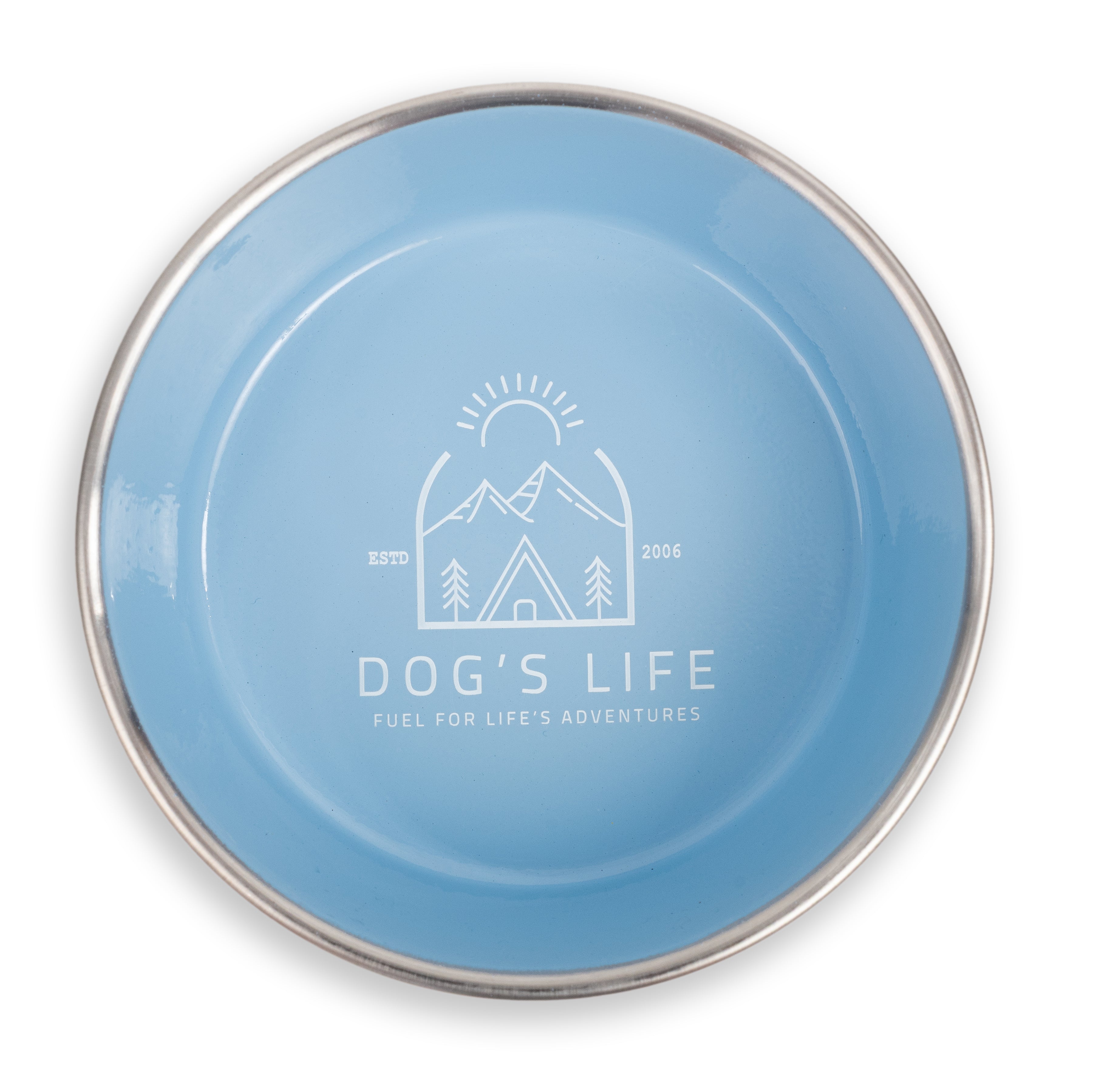 Dogs Life Fuel For Adventure Stainless Steel Bowls - Baby Blue
