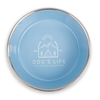 Dogs Life Fuel For Adventure Stainless Steel Bowls - Baby Blue