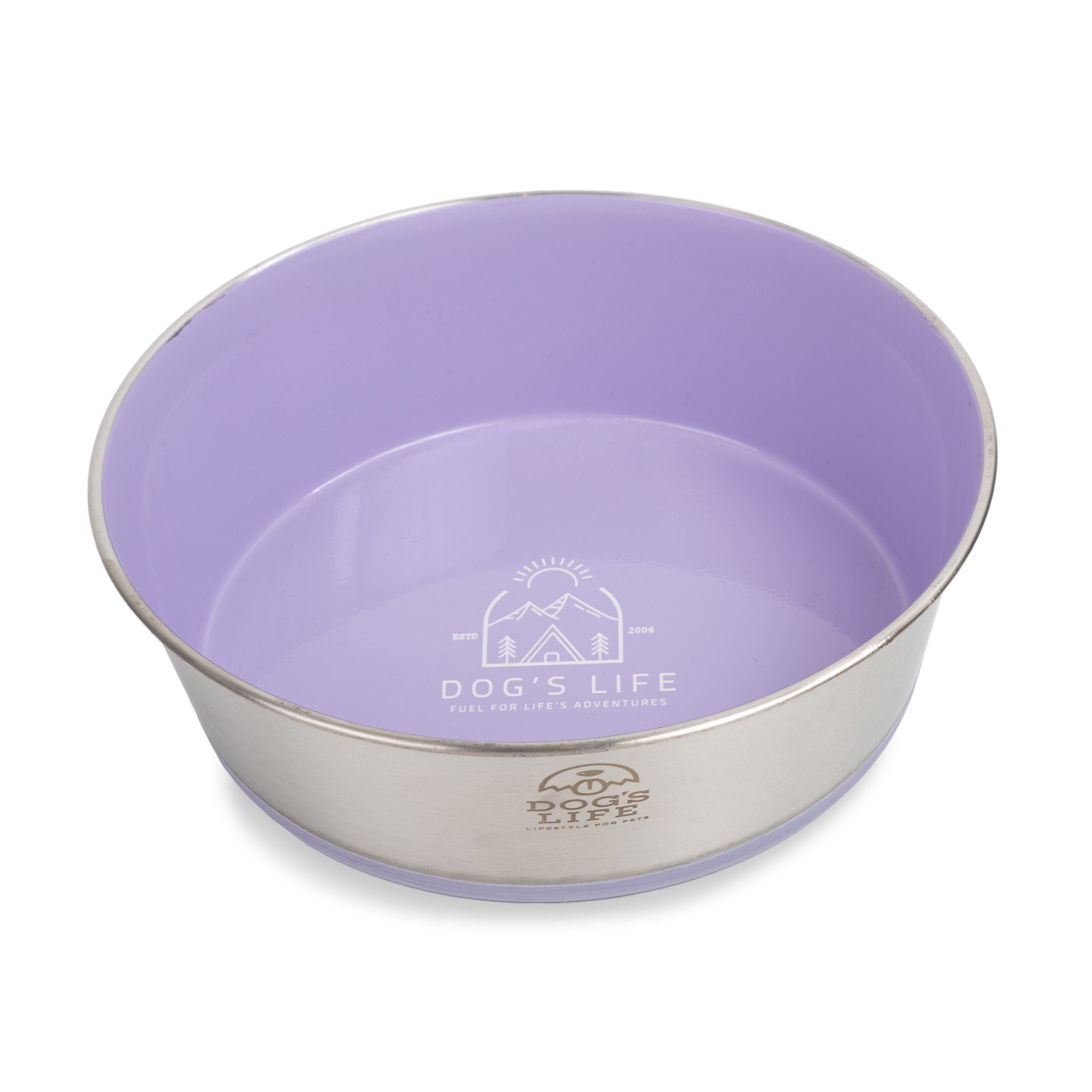 Dogs Life Fuel For Adventure Stainless Steel Bowls - Lilac