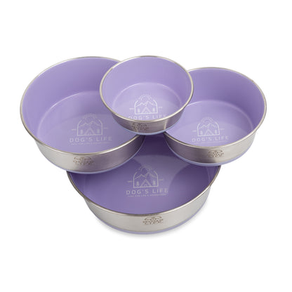 Dogs Life Fuel For Adventure Stainless Steel Bowls - Lilac
