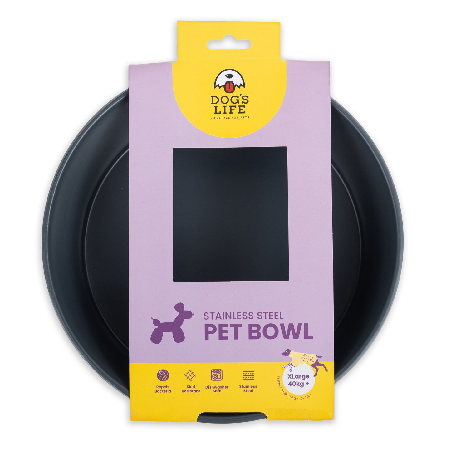 Dog's Life Paws Off My Grub  Stainless Steel Bowls - Grey