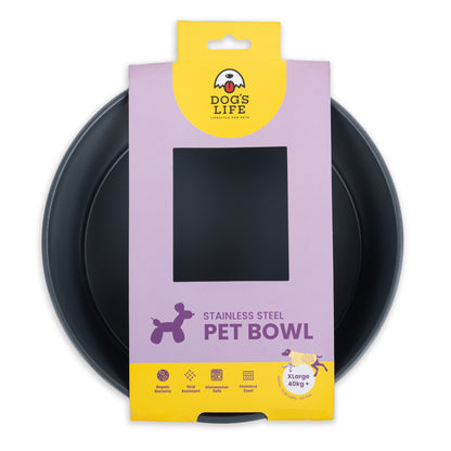 Dog's Life Paws Off My Grub  Stainless Steel Bowls - Grey