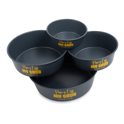 Dog's Life Paws Off My Grub  Stainless Steel Bowls - Grey
