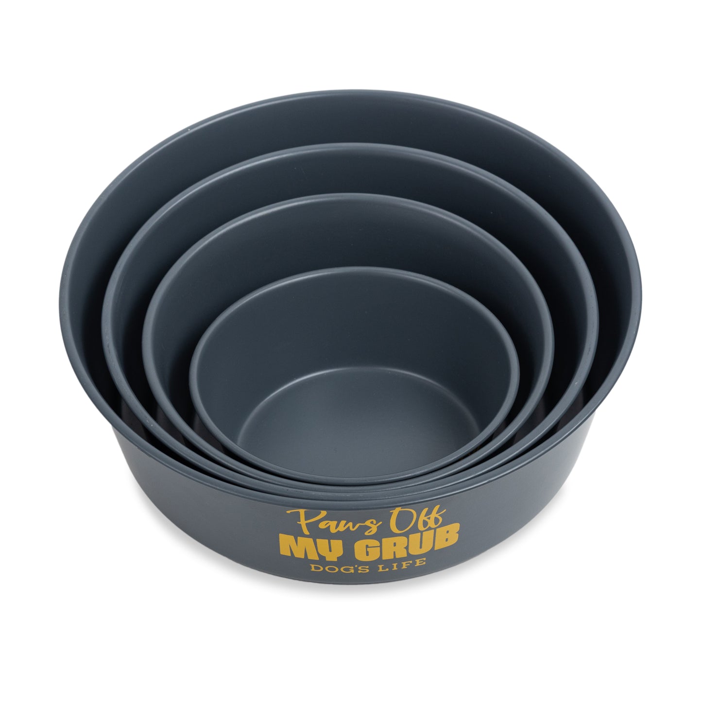 Dog's Life Paws Off My Grub  Stainless Steel Bowls - Grey