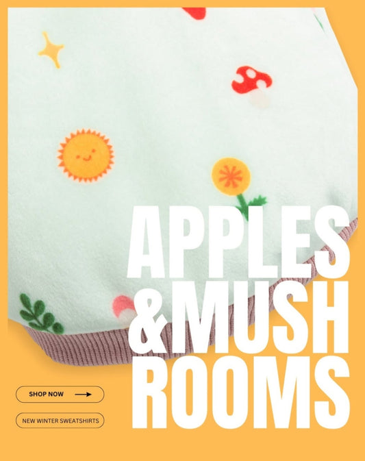 Dog Days Apples and Mushrooms Sweatshirt (Pink)