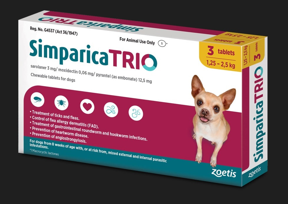 Simparica TRIO 1.3kg - 2.5kg 3's