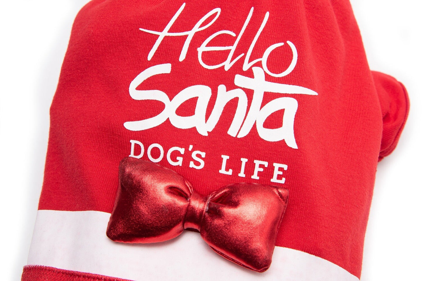 Dog's Life Hello Santa Tee with Bow Red