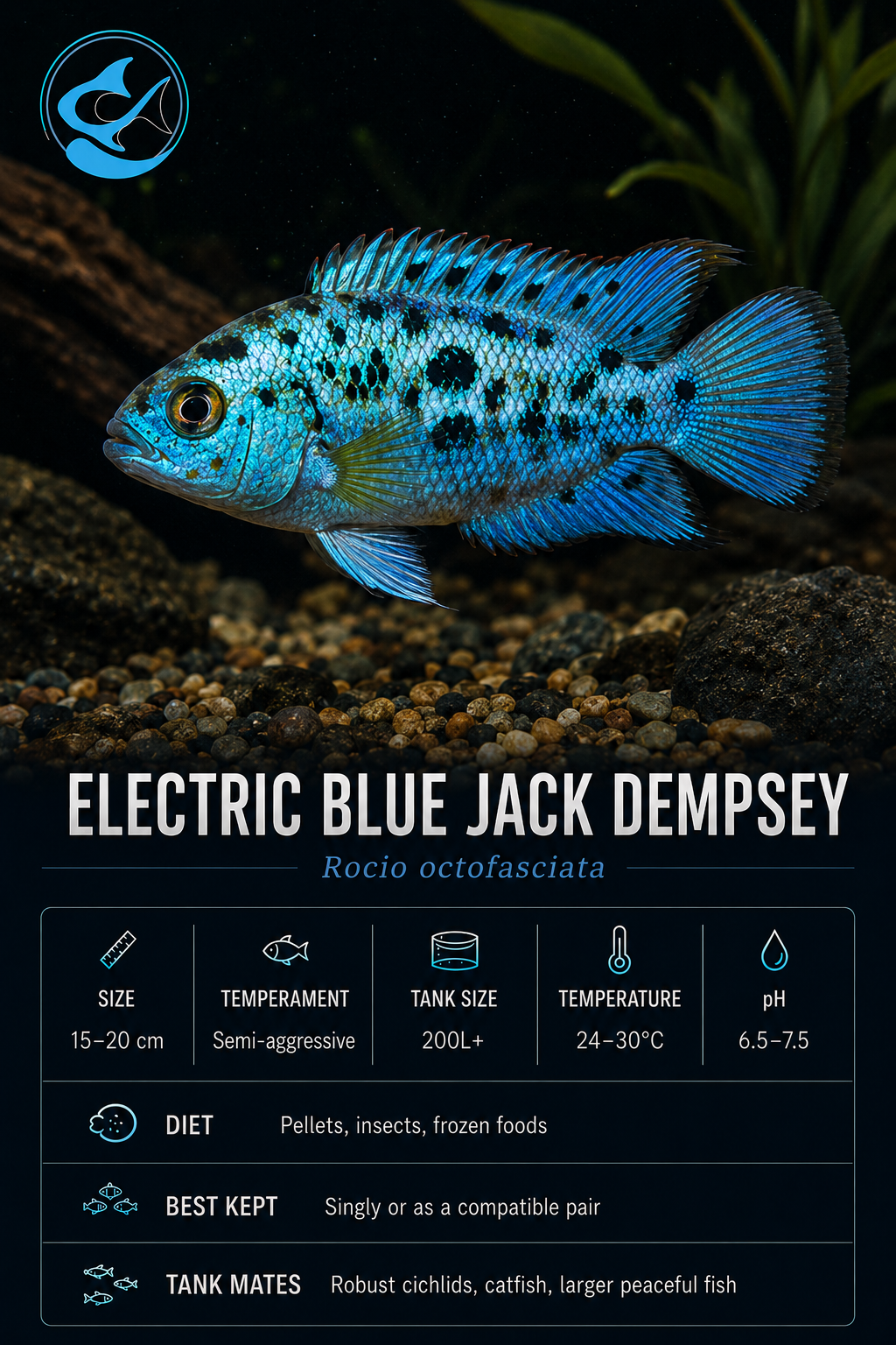 Cichlid-Electric Blue Jack Dempsey 30mm