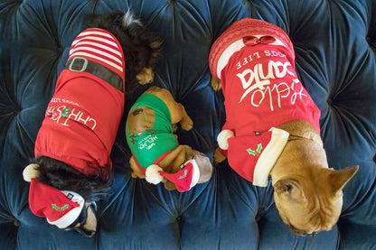 Dog's Life Hello Santa Tee with Bow Red