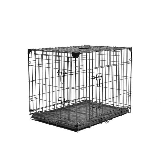 Wire Crate Double Door With Grey Bed