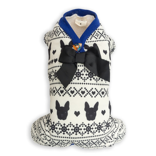 Dog's Life PJ With Boston Terrier And Bow - Black