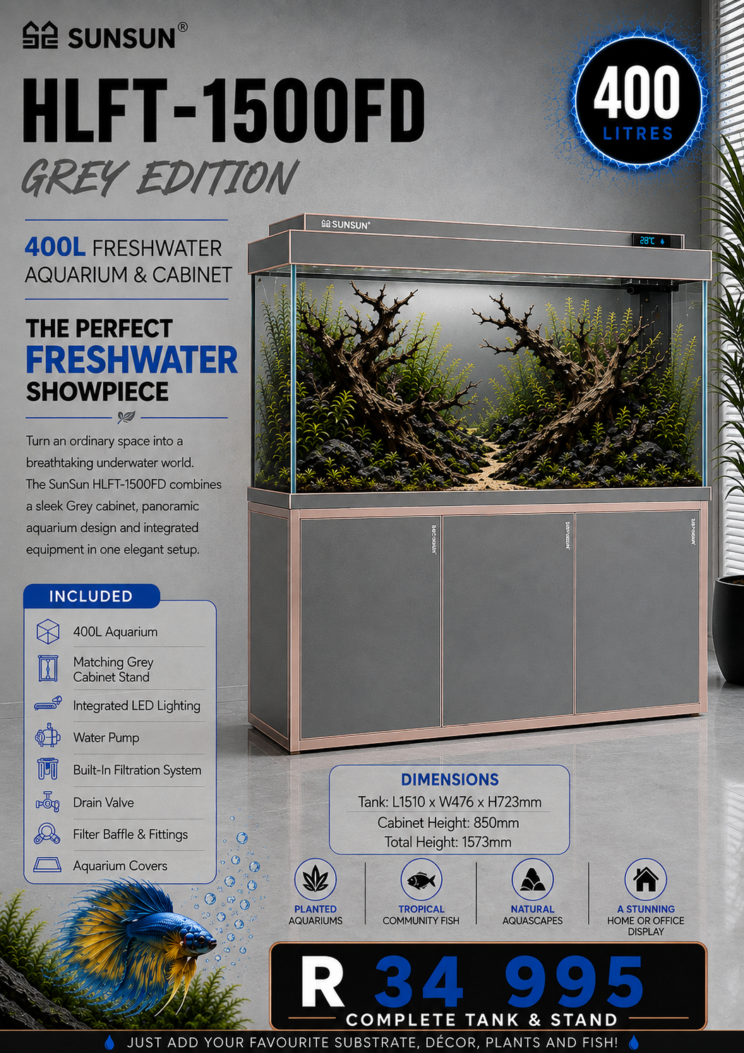 SunSun Aquarium Tanks - IN STORE ONLY