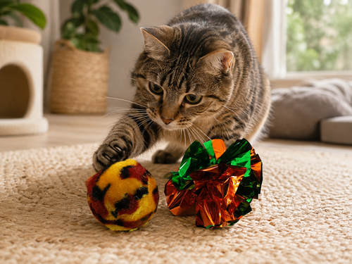 CP - Cat Toy crinkle/fleece balls 2pc