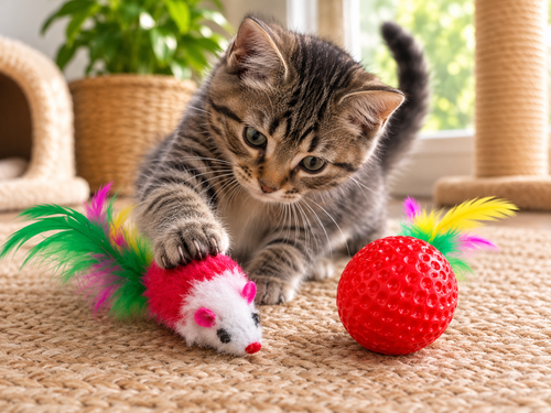CP Small Cat Toy Red Ball/ Red Mouse 2pc