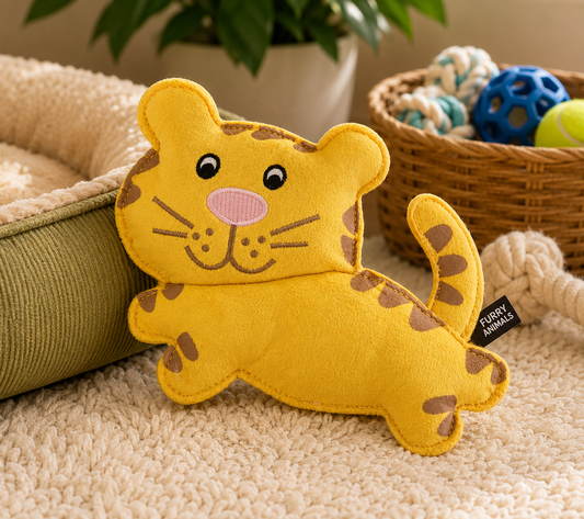 Q-Monster Tiger Plush Squeaky Toy