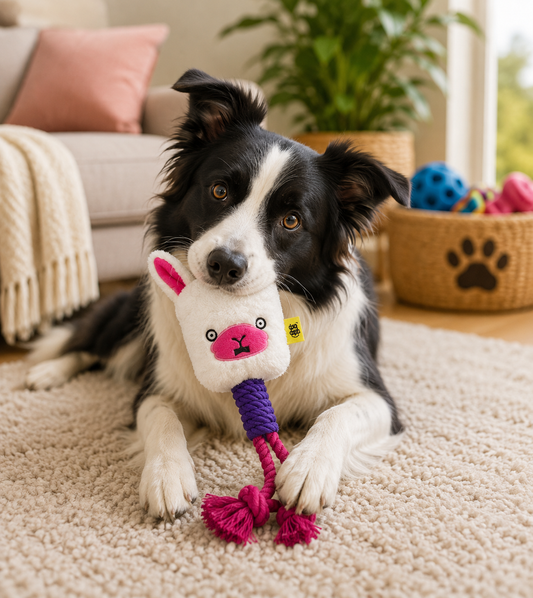 Dog Toy Llama with Rope Legs 30cm