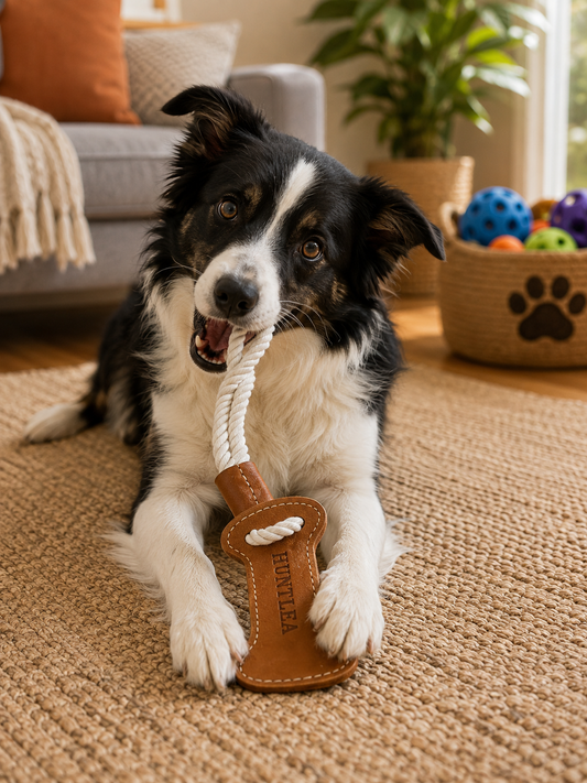 Huntlea Rope Tug With Bone Leather - Medium