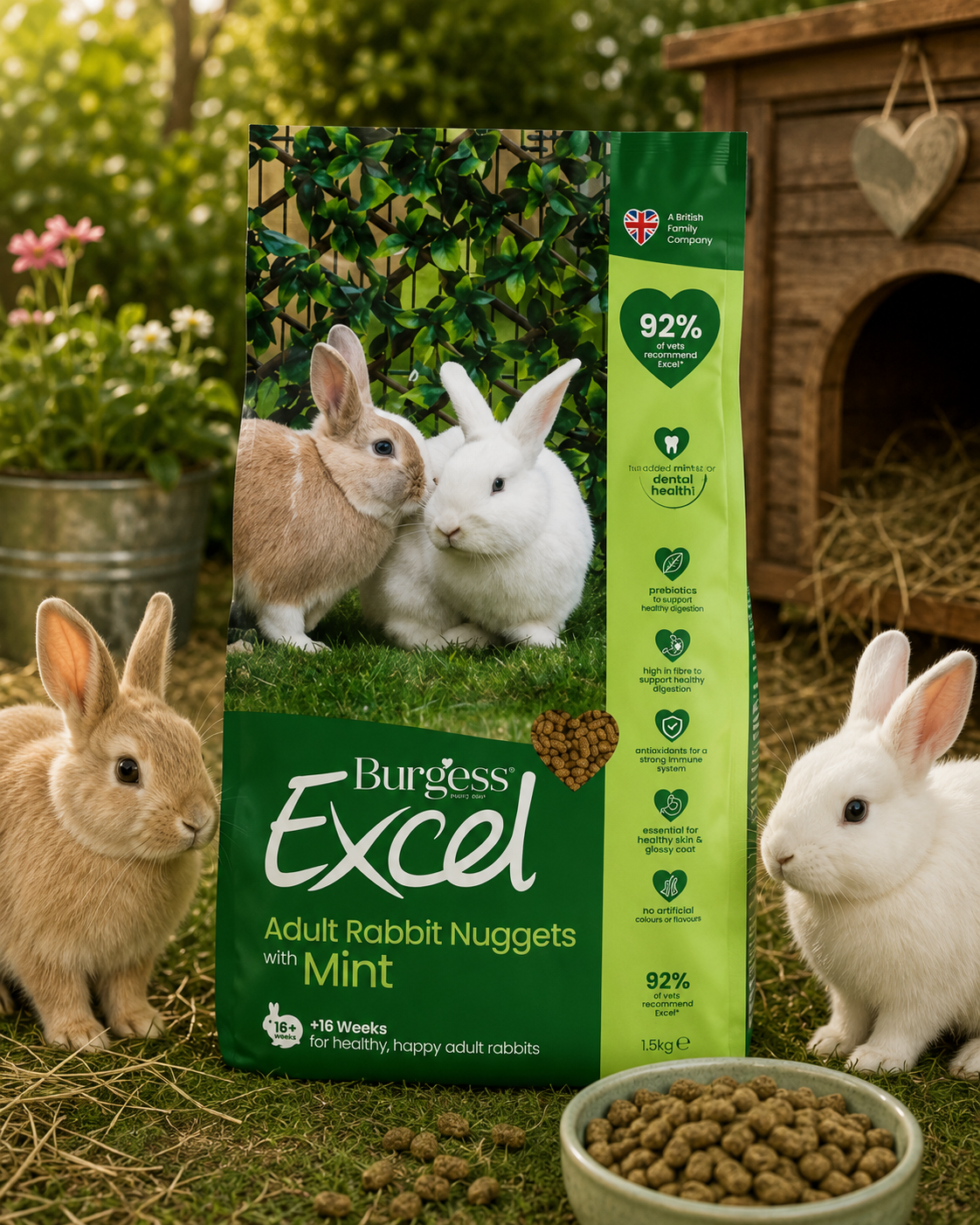 Burgess Excel Adult Rabbit Nuggets With Mint - 1.5kg