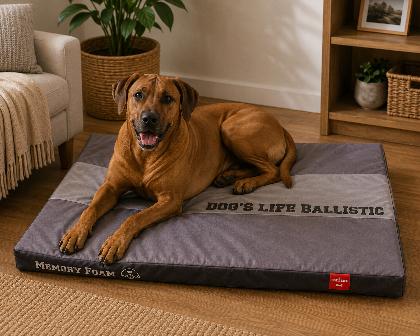 Dog's Life Waterproof Ballistic Nylon Memory Foam Cushion Grey