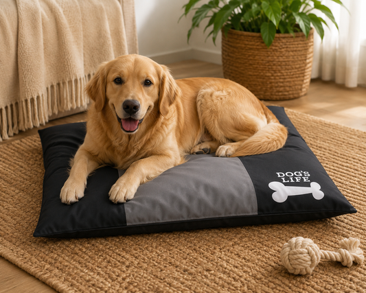 Dog's Life Squarebone Cushion Bed - Black