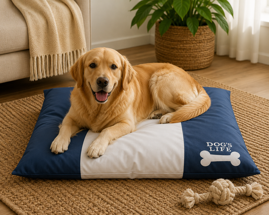 Dog's Life Squarebone Cushion Bed - Blue