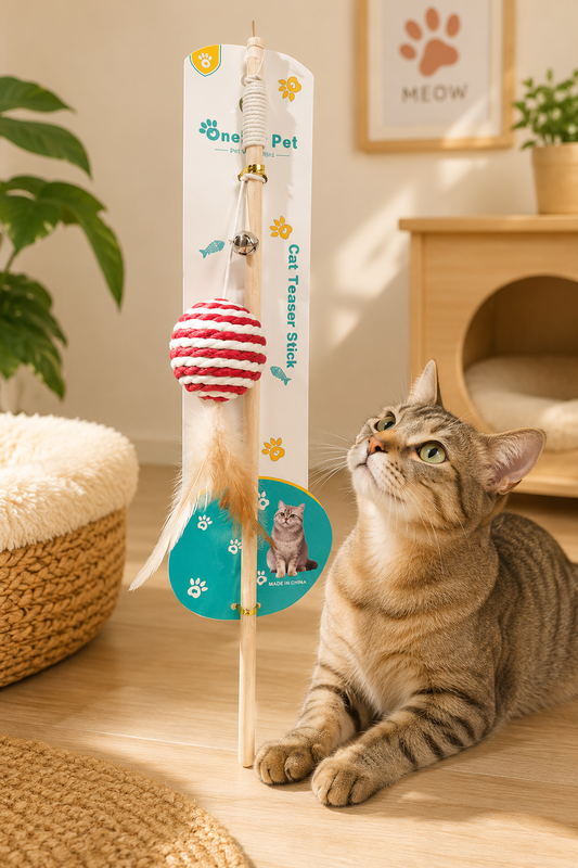 Fishing Rod Cat Toy With Ball & Bell