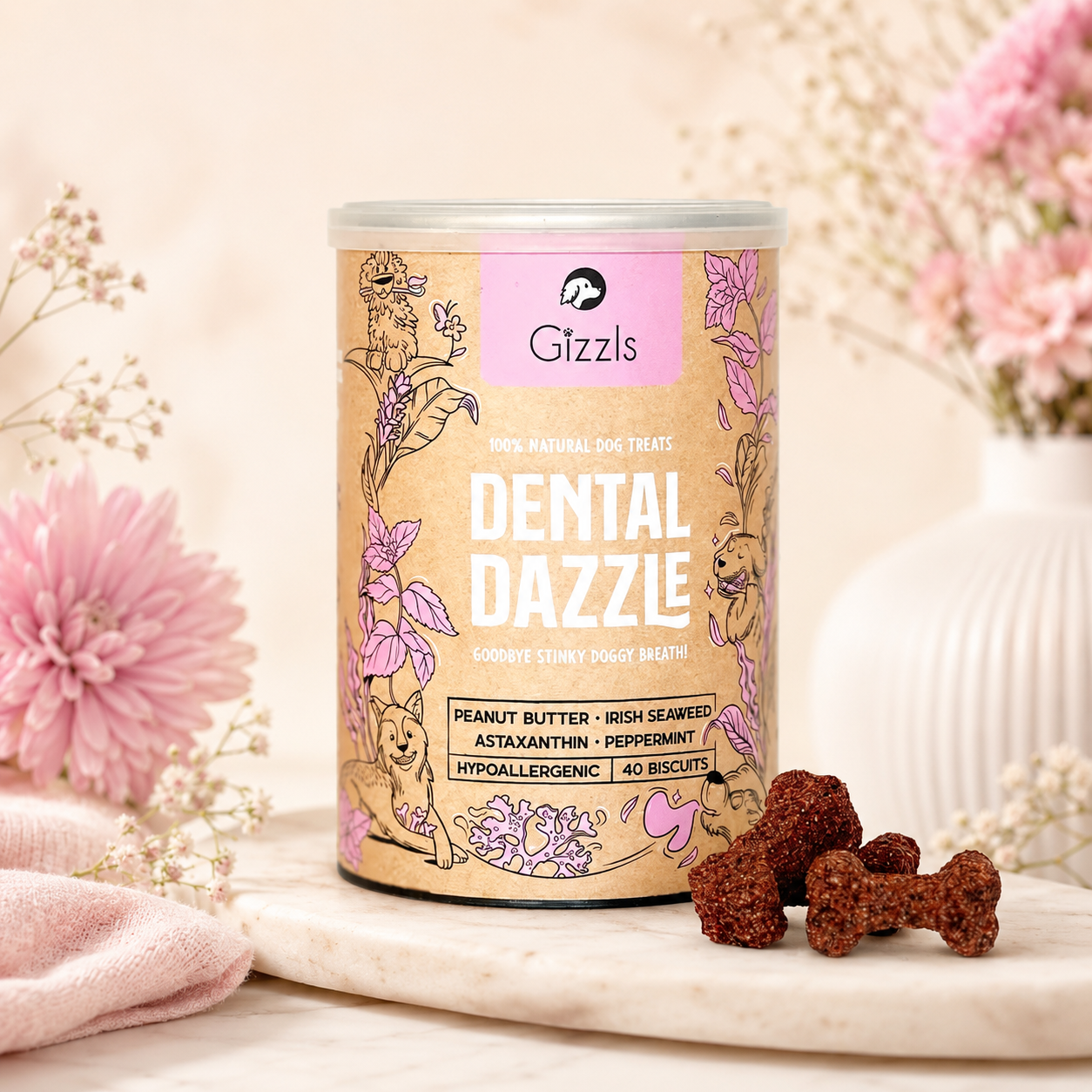 Gizzls Dental Dazzle Dog Biscuits 180g