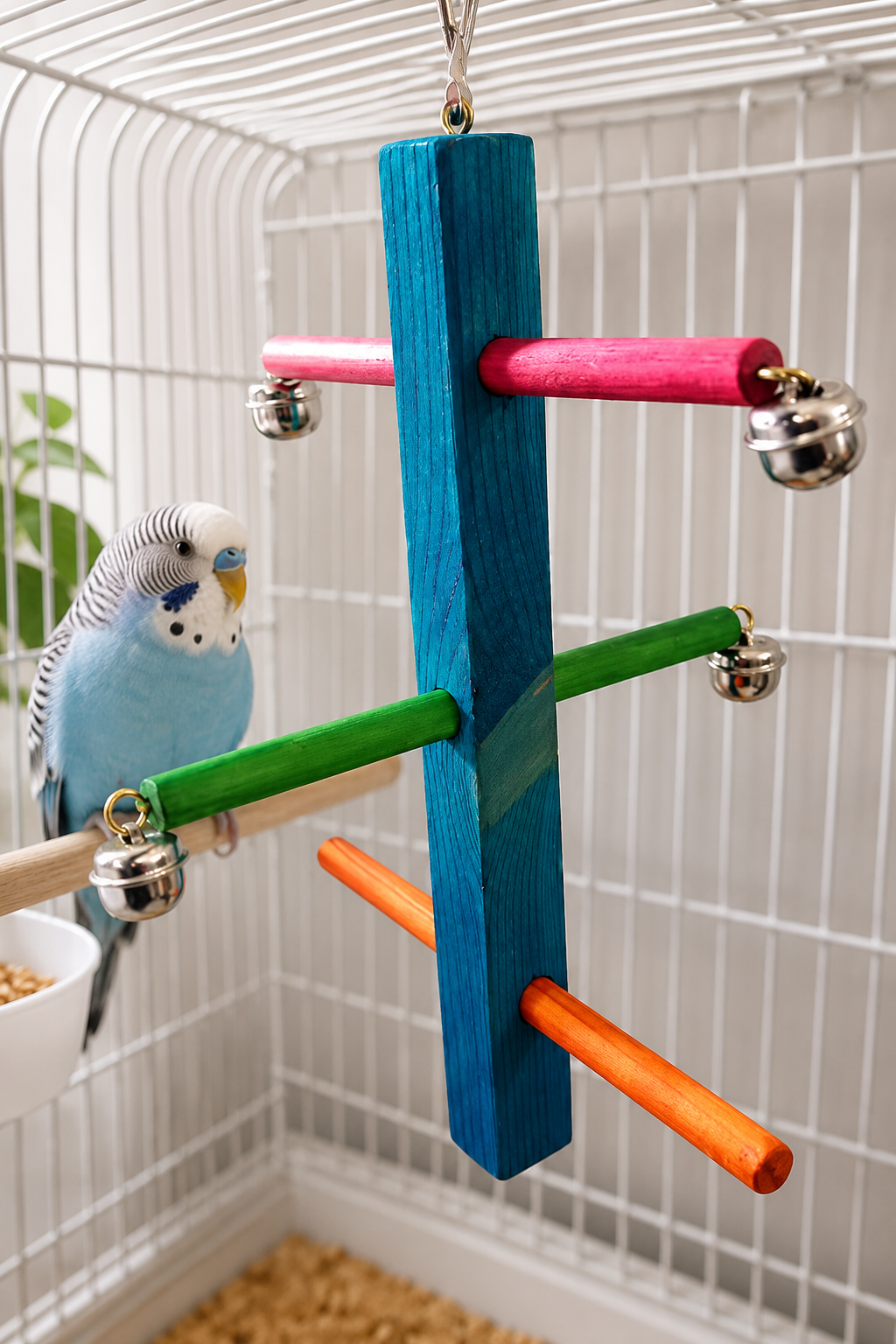 Wooden Perch Swing Bird Toy
