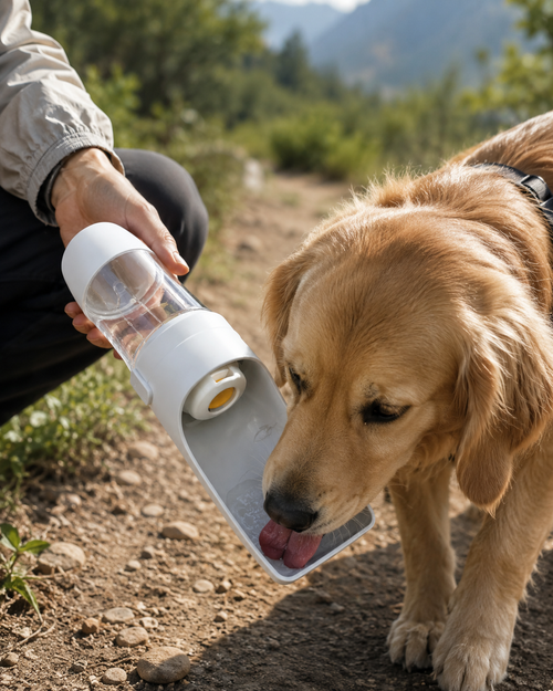 Dog 3 in 1 Portable Water Bottle Grey