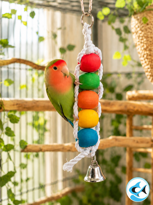 PW Rainbow Bead Bell Bird Toy