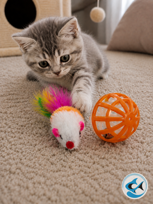 CP Small Cat Toy Orange Ball/ Orange Mouse 2pc