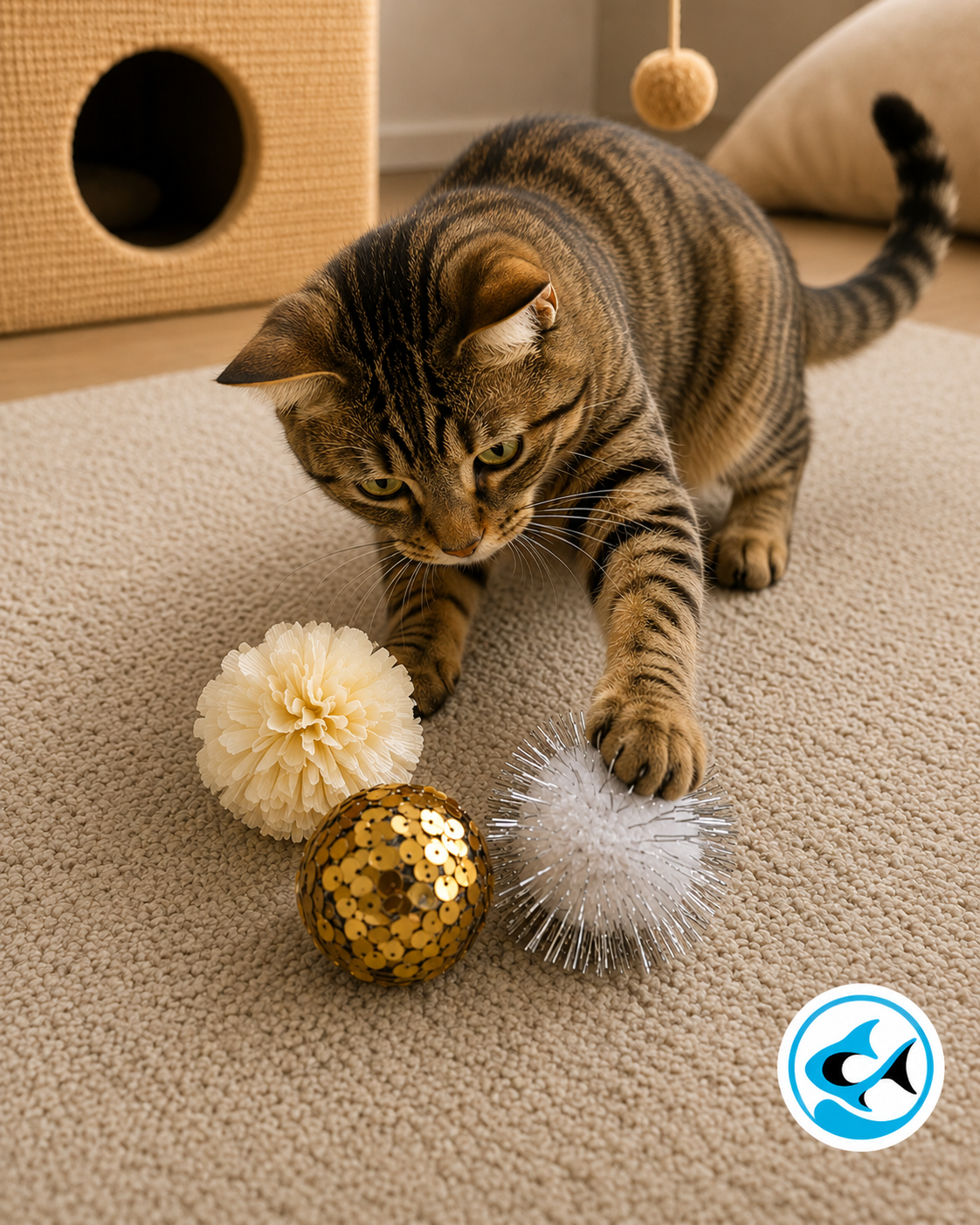 CP 3pc Balls Cat Toys - Gold