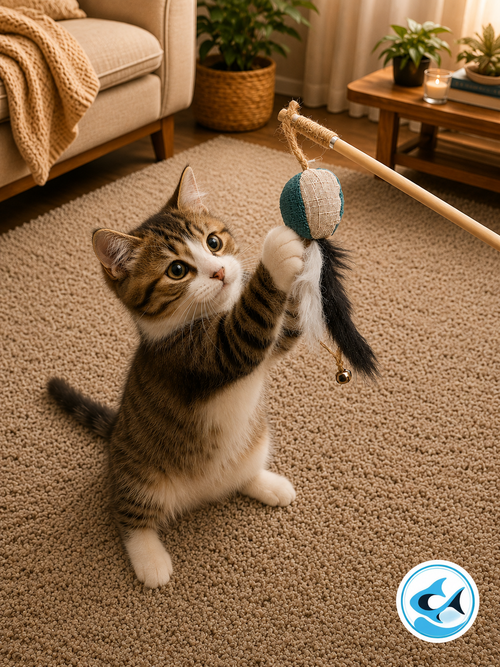 CP Cat Dangler - Blue & Oatmeal