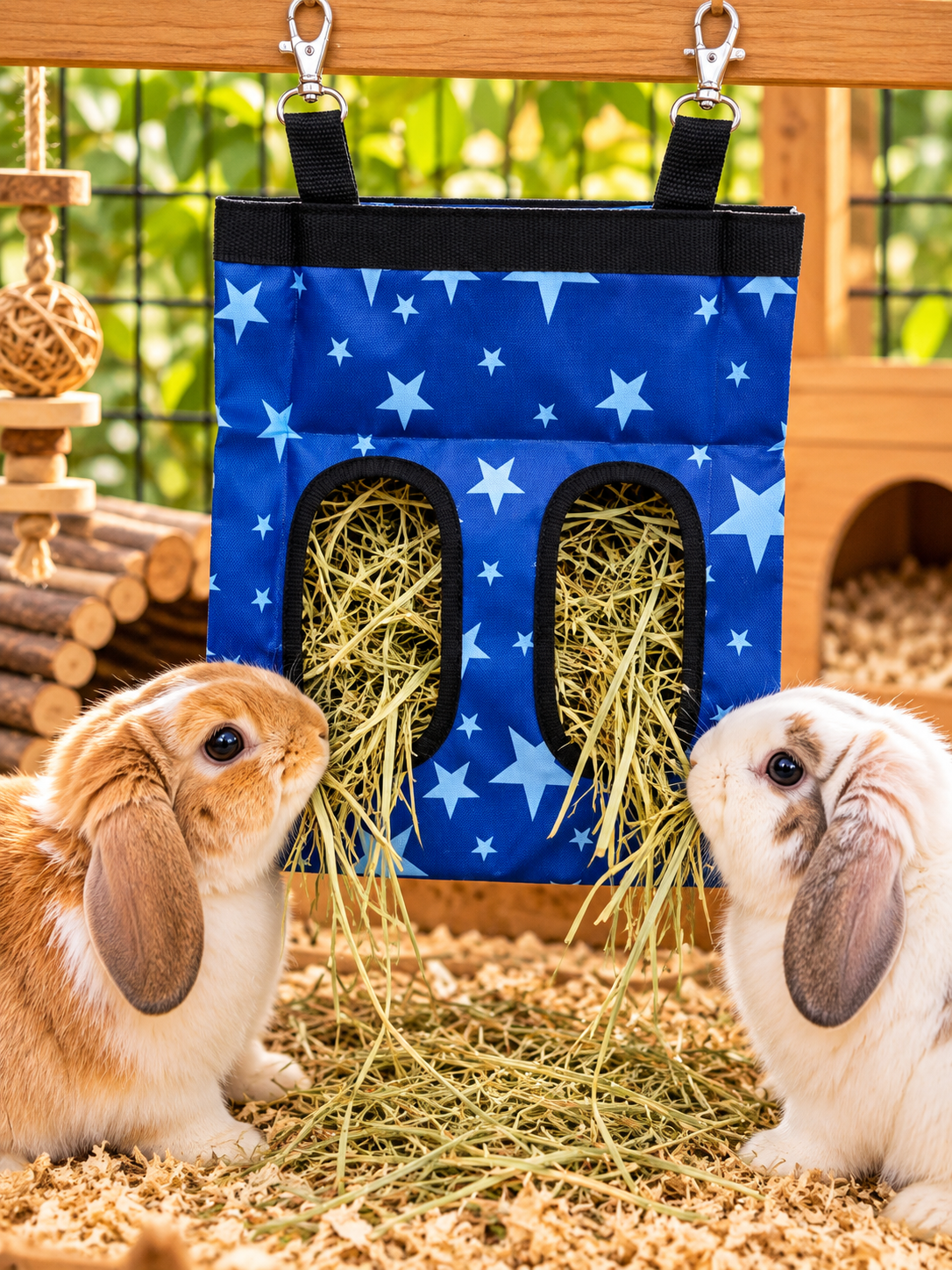 Hanging Hay Feeder - Blue Stars